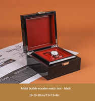 Finition peinture bois massif haut de gamme noir marron cuir montre bracelet stockage emballage boîte cadeau