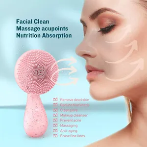 Brosse nettoyante faciale en silicone étanche 2022 avec billes magnétiques rotatives, nettoyeur corporel ciblé, brosse de nettoyage du visage pour le nez - Product Image 5