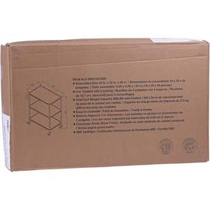 "34.5 X 18 X 40 In. 600 Lbs. Capacity 3-<b>Shelf</b> Wire Cart with <b>Liners</b>-Silver-Alera ALESW333018SR-Caster Wheels" - Product Image 2