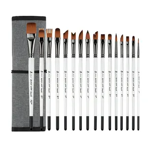 Các Chuyên gia Thấp Moq Gỗ Trắng Xử Lý Acrylic Sơn Bàn Chải Thiết Lập 16 Kích Cỡ Khác Nhau Nghệ Sĩ Sơn Bàn Chải Thiết Lập Với Túi Vải - Product Image 1