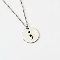 Collier en acier inoxydable, collier semi-colon, collier de sensibilisation à la dépression, collier de guerrier pour la santé mentale, bijoux de suicide, cadeaux