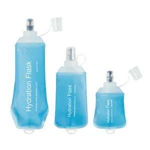 Ready To Ship 500ml 250ml 150ml Running Water Bottle Soft TPU Flask Soft Kettle Foldable Collapsible Bottle Hydration Flask