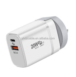 20W Fast Charger Travel Wall Charger QC3.0 Smartphone Charger USB A+<b>Type</b> <b>C</b> Dual Port Charging Block - Product Image 5