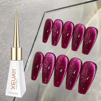 Vernis à ongles gel magnétique UV semi-permanent effet œil de chat rouge et violet avec paillettes réfléchissantes pour manucure
