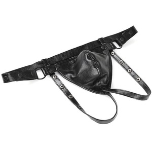 Sous-vêtements en cuir pour hommes avec poche et sangle bandoulière, conçus pour un usage érotique - Product Image 2