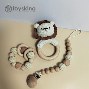 Ensemble de jouets de dentition en bois de hêtre pour bébé, ensemble de Bracelets de dentition, jouets de dentition en bois pour nouveau-né - Product Image 3