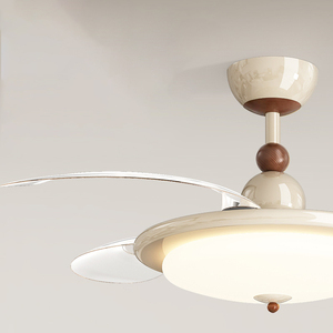 Low Profile Creamy White Retractable Blade <b>Ceiling</b> Fan <b>Light</b> with <b>remote</b> <b>control</b> For Living Room bedroom - Product Image 3