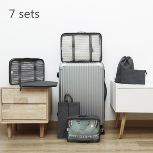 Ensemble de 7 organiseurs de voyage en polyester, sacs de rangement pour vêtements, pour les essentiels de voyage - Product Image 1