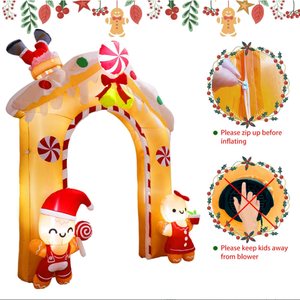 Arche gonflable en forme d'homme en pain d'épices de 10 pieds avec lumières LED, décoration de jardin de Noël pour les fêtes en plein air - Product Image 4