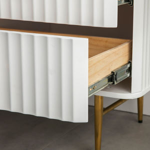 Muebles de sala de estar de estilo francés, puerta de vieiras de madera, mueble de <span class=keywords><strong>TV</strong></span> blanco, consola de unidad multimedia - Product Image 6