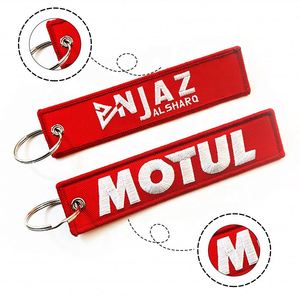High Quality Fabric Embroidered Keyring Double Side Other Woven <b>Key</b> Chains <b>Custom</b> Logo Tags Embroidery Keychain - Product Image 3
