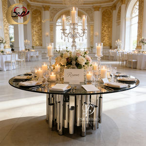 Juego de Comedor Moderno de Acero Inoxidable Redondo de Lujo para 8 Personas, Muebles para el Hogar, Personalizable para Uso en Hoteles - Product Image 5