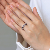 Cincin Perak Sterling 925 Mewah dengan Batu Safir Biru CZ |   Perhiasan Cubic Zirconia Berkualitas Tinggi dengan Harga Grosir