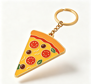 Custom Zinc Alloy Pizza Metal Keychain <b>Cartoon</b> Enamel Key <b>Ring</b> Portable Promotional Gift - Product Image 1