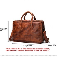 Maletín de Negocios Multifuncional Vintage Personalizado de Fábrica, Maletín de Cuero Genuino Impermeable, Bandolera, Bolsa para Portátil de Trabajo para Hombre, OEM