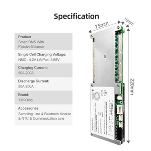 Balance 3S 4S 9V 12V 100A 200A Smart BMS <strong>Programable</strong> for AGV RV Robot Drones LiFePO4 Battery - Product Image 2