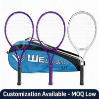 Raquette de tennis junior OEM personnalisée de 27 pouces, cordage en nylon pré-cordé, poignée en bois, ensemble pour enfants avec sac de transport pour débutants