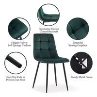 Chaise de salle à manger en métal de style traditionnel, écologique, rembourrée en velours, plusieurs couleurs, prix de gros usine, mobilier de maison