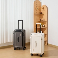 Valise de voyage en PC avec impression de logo personnalisé, extension de 5 cm, port USB frontal, roues silencieuses à freinage antichoc TSA