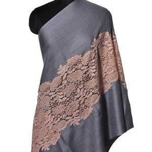 Fine <b>Wool</b> Eye Design Lace Scarf Stole - Product Image 1