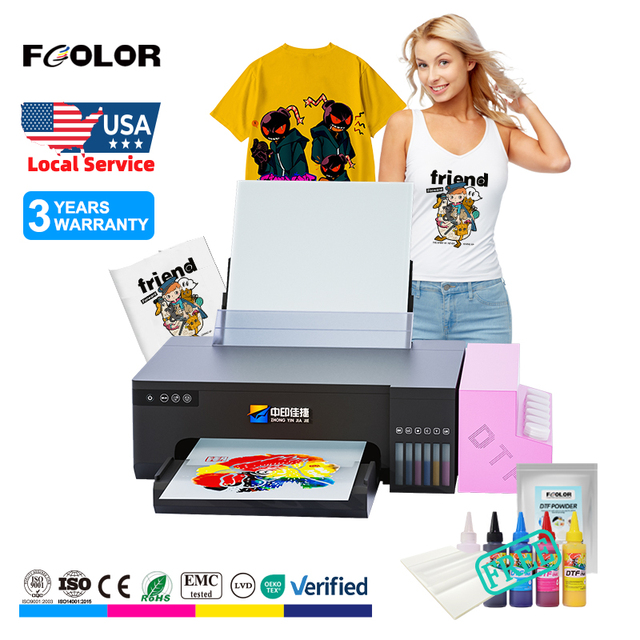FCOLOR L8058 Digital Inkjet Heat Transfer Tshirt Fabric Clothes Dtf Printing Machine A4 Dtf Printer for T-Shirt