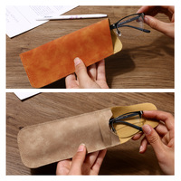 Luxueux étui à lunettes de soleil en cuir rétro de qualité supérieure avec LOGO personnalisé pochette mince portable pour le stockage de lunettes et accessoires de voyage