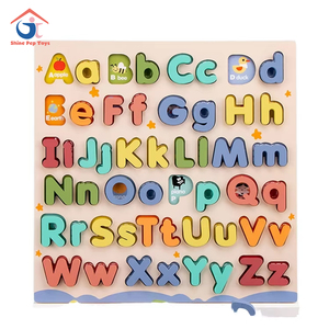 Juguete educativo de madera a juego con letras mayúsculas y minúsculas, juguete de aprendizaje en inglés, rompecabezas del alfabeto de madera - Product Image 1