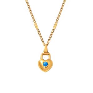 Collier pendentif en acier inoxydable plaqué or 18 carats de haute qualité, bijoux en forme de cœur de pêche pour femmes - Product Image 2