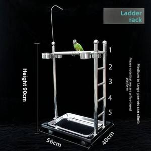 Soporte Metálico para Comedero de Pájaros al por Mayor, Percha Ajustable en Altura para Pájaros, Soporte de Juego para Loros con Ruedas Universales y Cuencos de Alimentación - Product Image 3