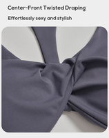 Soutien-gorge de sport sans couture pour femme, léger et respirant, haut de yoga avec logo frontal, brassière à séchage rapide, haut triangle à col en V pour la gym