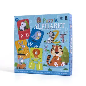 Puzzle di parole prima educazione cognitivo cartone animato animale Puzzle cervello usa 28 lettere modello ortografia giocattoli in legno
