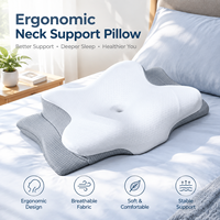 Oreiller cervical ergonomique en mousse à mémoire de forme pour soulager les douleurs cervicales, oreiller orthopédique en forme de papillon pour dormeurs sur le côté et sur le dos