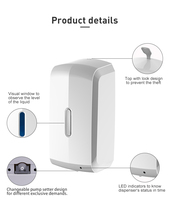 Distributeur automatique de savon liquide à main Distributeur de désinfectant Support mural 1000ml Pompe à capteur électrique sans contact pour salle de bain Cuisine