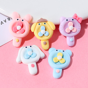 Mini Resin <b>Fan</b> Decorations For Phone <b>Case</b> Diy Craft Accessories Cute Animal Shape ABS Material Circle Design - Product Image 3