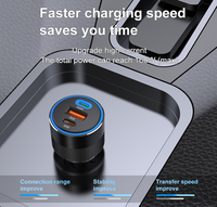 Chargeur de voiture double port USB Type-C à charge rapide QC3.0 QC4+ pour téléphone portable, ordinateur portable et appareil photo, compatible avec les modèles d'origine PD 30W 100W 160W