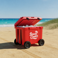 Glacière thermique rotomoulée 55QT à compresseur solaire, avec roues, couvercle verrouillable, conservation de la chaleur, tout-terrain, portable, moderne, pour canettes