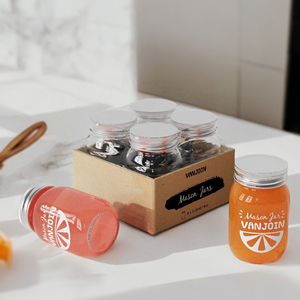 Confezione 4 pz scatola trasparente noci sottaceti mandorle miele succo di miele contenitore rotondo 120ml salsa alimentare muratore barattolo di <span class=keywords><strong>vetro</strong></span> metallo coperchio a vite - Product Image 5