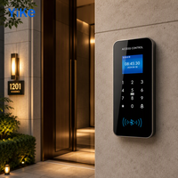 Contrôleur d'accès autonome en alliage de zinc pour extérieur, lecteur de cartes de proximité double bande, clavier tactile rétroéclairé avec affichage de l'état LCD