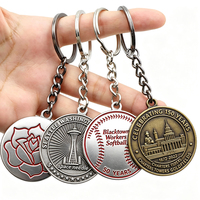 Op maat gemaakte ronde metalen sleutelhanger in antiek goud/zilver, hard/zacht emaille, UV-laserprint, aangepast logo, sleutelringen