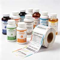 Étiquettes personnalisées imperméables pour bouteilles de compléments vitaminiques, autocollants en vinyle BOPP mat en rouleau pour compléments alimentaires à marque privée