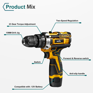 12V Impact <b>Drill</b> Set-Cordless Keyless 300W Variable Speed Rechargeable Lithium-Ion Battery Portable Wood Screwdriver - Product Image 3