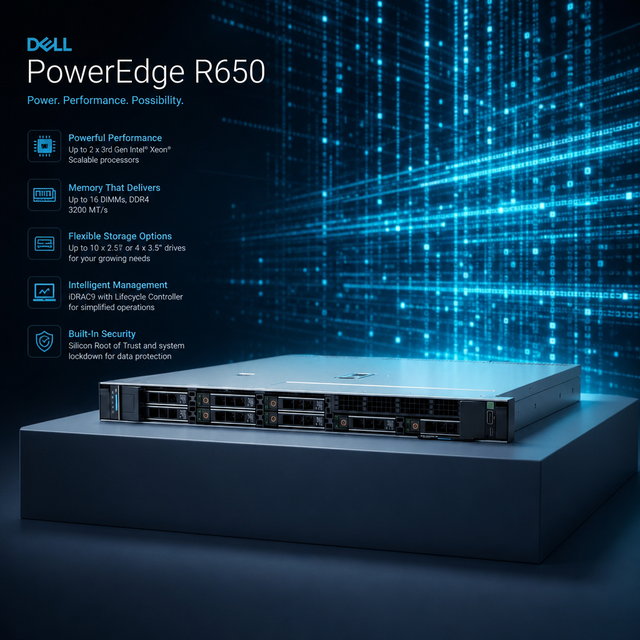 Best Price for PowerEdge R650 1U Dual-Socket Server Intel Xeon Silver 4309Y 32 DIMMs High Efficiency Rack Server