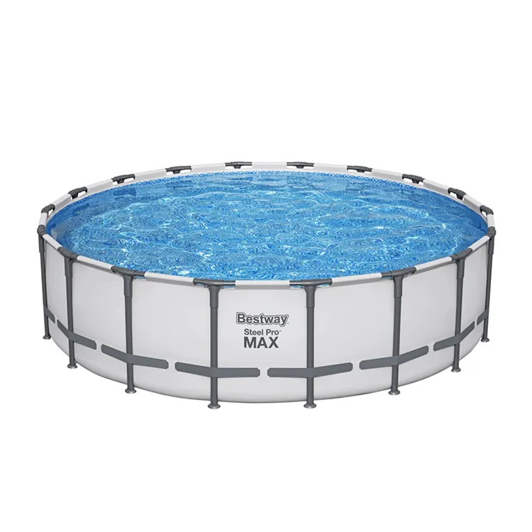 Bestway 561FJ 18 piedi rotondo grigio pieghevole Pisinas PVC plastica grande piscina all'aperto con struttura in metallo per famiglie