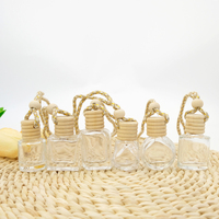 Flacon en verre transparent vide pour désodorisant de voiture 5ml 8ml 10ml avec bouchon à vis et couvercle en bois, parfum à suspendre