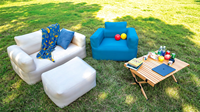 Canapé gonflable double, capacité de charge 300 kg, gonflage rapide, portable, imperméable, revêtement PVC, pour camping, plage, jardin, terrasse