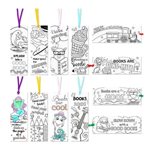 60 Miếng Động Vật Dễ Thương DIY Dấu Trang Cho Trẻ Em Tô Màu Tua Giấy Bookmark
