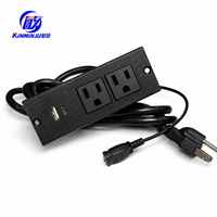 Gizli Gömme Masa Üstü Priz 2 AC Çıkışı 1 USB-A 1 USB-C Girişi 1.5m Kablo IP22 15A Standart Topraklama PC Malzemesi Ev Tipi