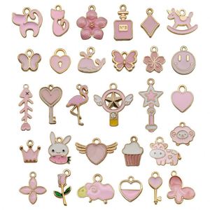 1 colgante rosa DIY hecho a mano, material para accesorios de joyería, para pendientes, collares, colgantes, artesanías metálicas - Product Image 5