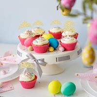 Gouden Prinsessenkroon Cupcake Toppers Glitter Prinsessen Taartdecoratie voor Bruiloft Meisjes Verjaardag Babyshower Feestdecoratie