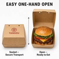 Boîte à hamburger jetable de haute qualité, motif personnalisé, biodégradable, pour plats à emporter